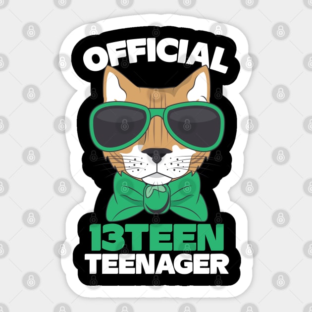 Official Thirteen 13 Teenager Cool Cat Sticker by The WYLD Tribe